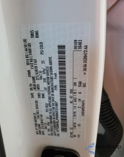 2024 Ford F150 Xlt from USA, damaged, VIN 1FTEW3LP0RKF21087